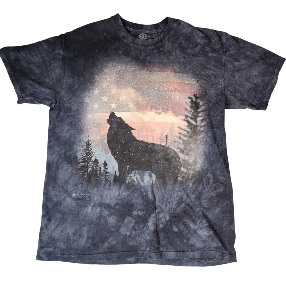 The Mountain Wolf American Flag Tie Dye T Shirt Size Large